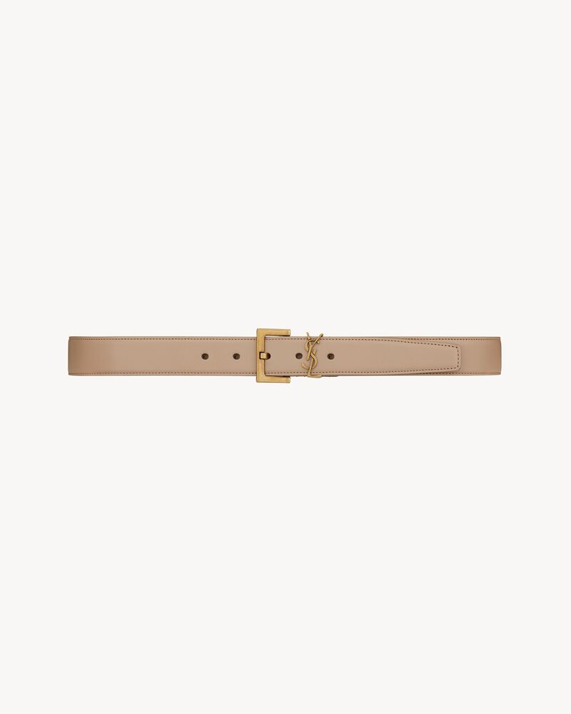 cassandre belt with square buckle in shiny box saint laurent leather - Image 1